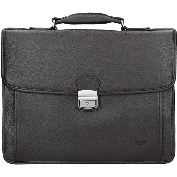 Celokožená pánska aktovka Hexagona Lord - tmavo hnedá 11531747