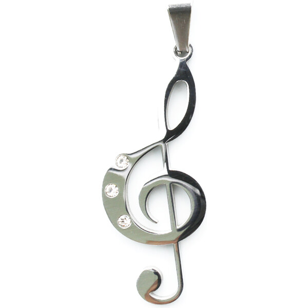 BM Jewellery Prívesok strieborný husľový kľúč z chirurgickej ocele 11742195