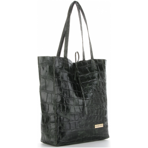 Kožené kabelka shopper bag Vittoria Gotti fľašková zelená V299COCO 67016979