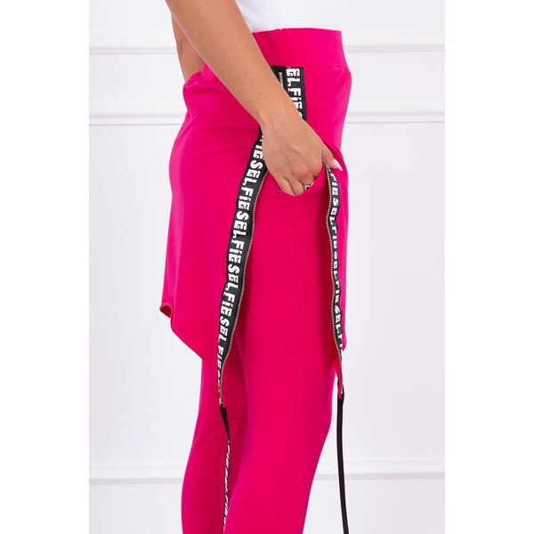 MladaModa Nohavice à la overal s ramienkom s nápisom Selfie fuksiové 11721394