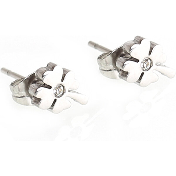 BM Jewellery Náušnice z chirurgickej ocele štvorlístok S735016 11742188