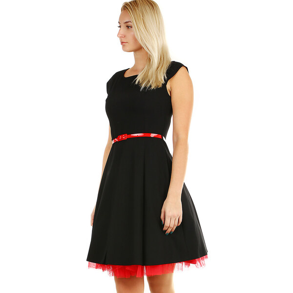 Glara Spoločenské koktejlové šaty s opaskom 31052684