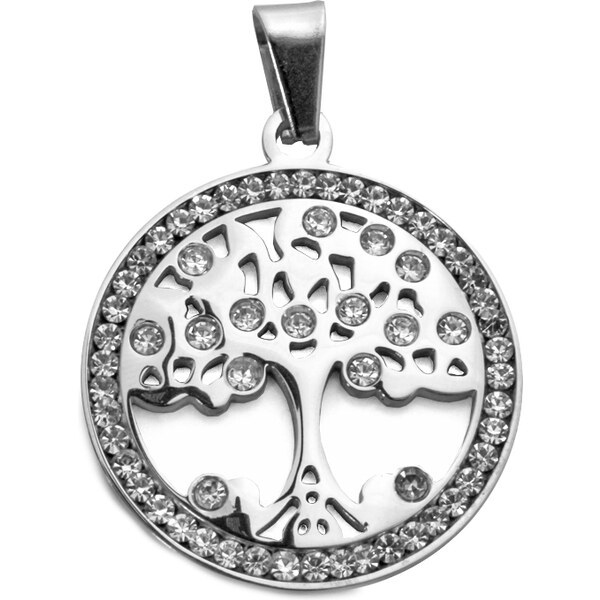 BM Jewellery Prívesok strom života z chirurgickej ocele so zirkónmi 11742214