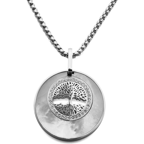 BM Jewellery Náhrdelník strom života sa zirkónmi z chirurgickej ocele 11943670