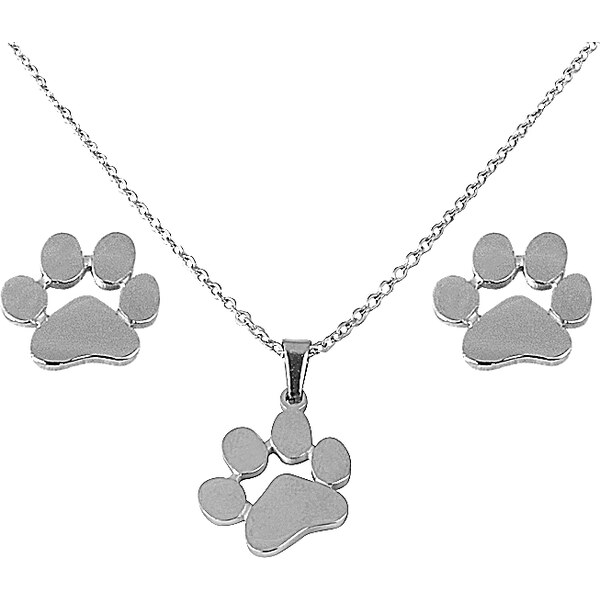 BM Jewellery Dámský set náušnice a řetízek s přívěškem tlapky z 12543146