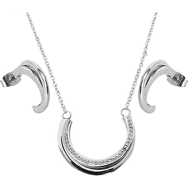 BM Jewellery Dámsky set náušnice a retiazka s príveskom so zirkónmi z 12543147