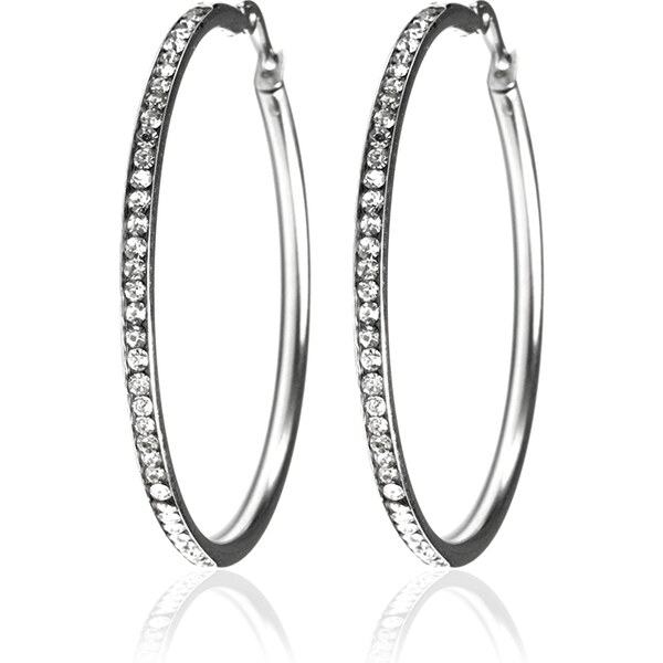 BM Jewellery Náušnice kruhy so zirkónmi 3,9 cm z chirurgickej ocele 42789968