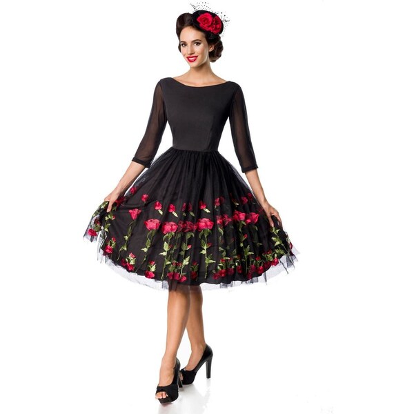 Glara Dámske luxusné spoločenské šaty s výšivkou ruží 15402109