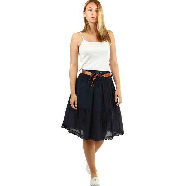 Glara Bavlnená dámska sukňa s čipkou 12785136