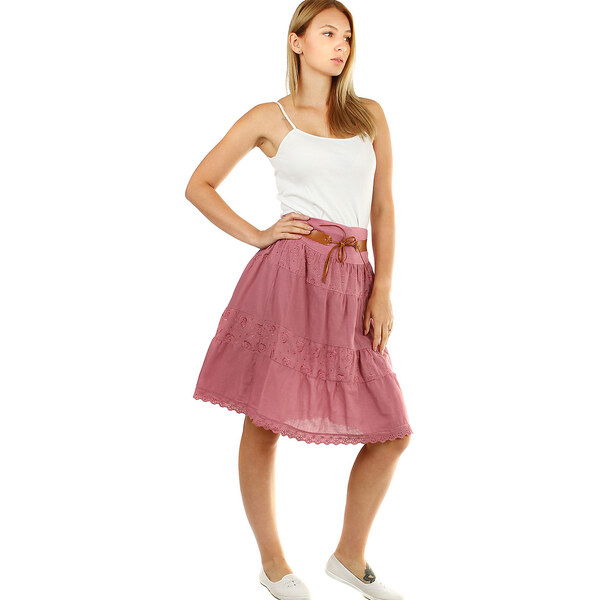 Glara Bavlnená dámska sukňa s čipkou 12785132