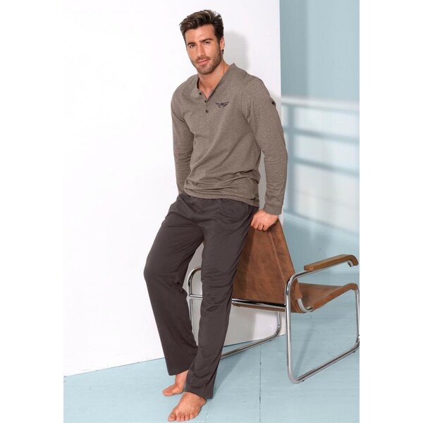 ARIZONA Dlhé pyžamo tmavohnedá / hnedá melírovaná 61742163