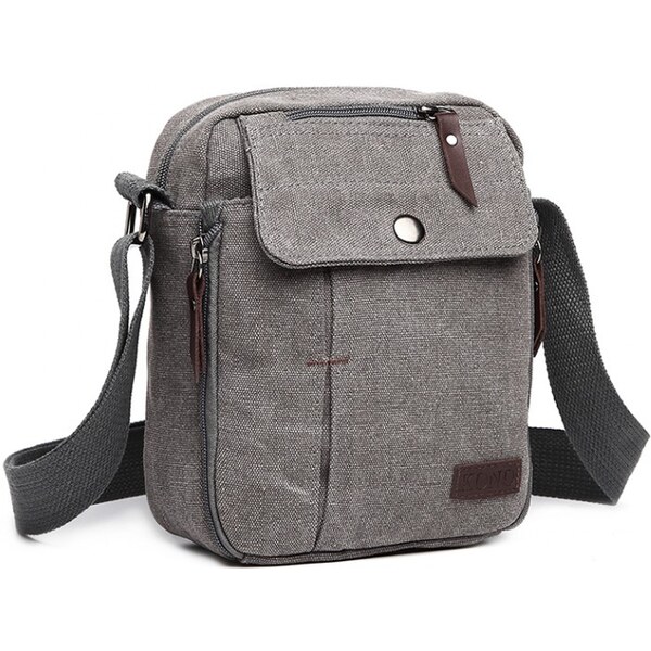 KONO Taška - látková crossbody s priehradkami, šedá 46691273