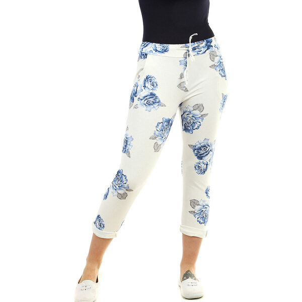 Glara Tepláky dámske s kvetinami v skrátenej dĺžke 12974954