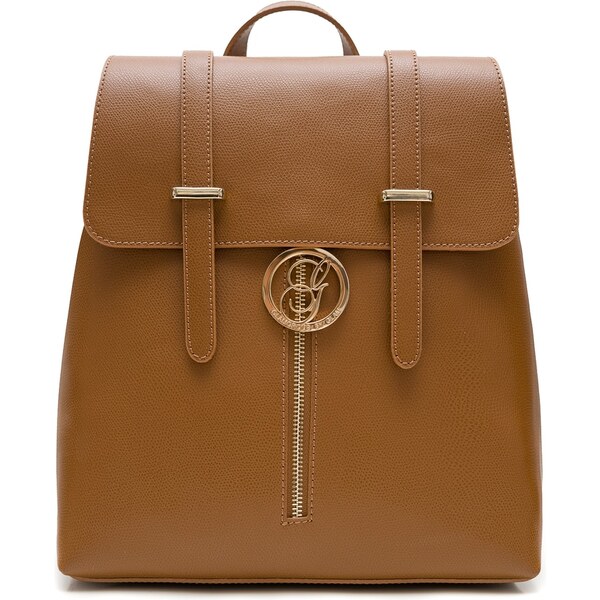 Glamorous by GLAM Dámsky kožený batoh na patenty razený - hnedá 4910534