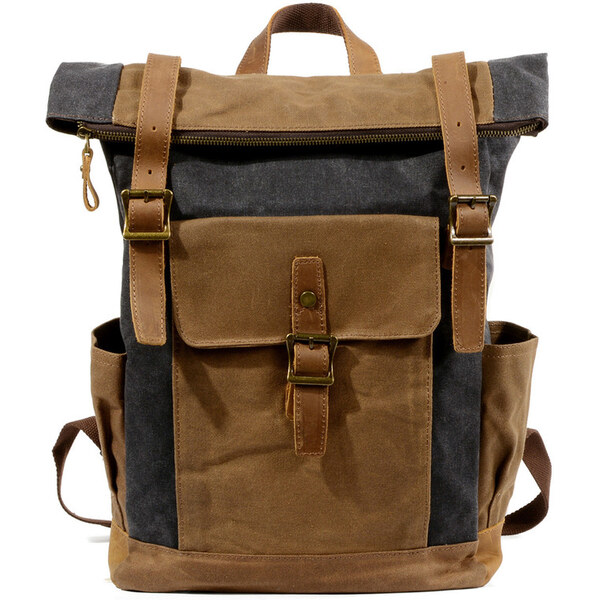 Glara Vintage plátený batoh s koženými detailmi 57937831