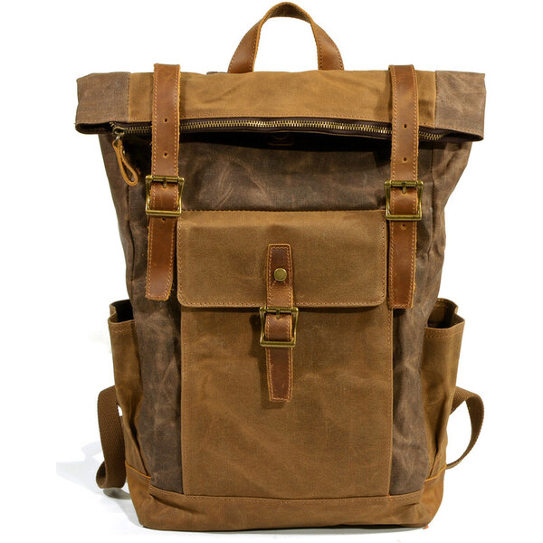 Glara Vintage plátený batoh s koženými detailmi 57937830