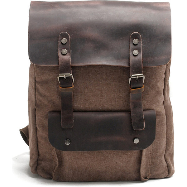 Glara Plátený retro batoh s koženými detailmi 28935150