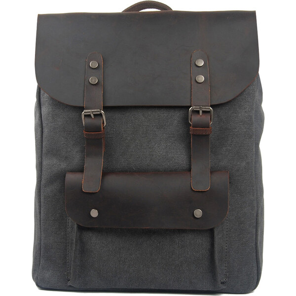 Glara Plátený retro batoh s koženými detailmi 13191646