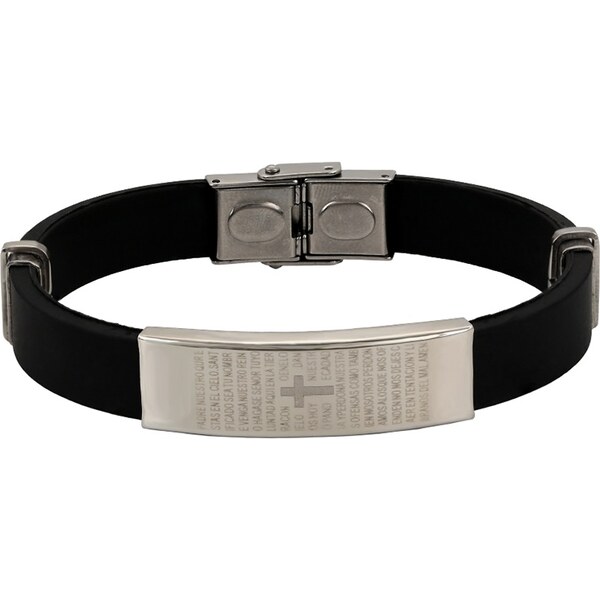 BM Jewellery Pánsky náramok kríž s textom z chirurgickej ocele S883035 47141611