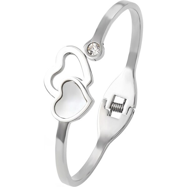 BM Jewellery Luxusné pevný náramok so srdcom a zirkónom Valentín 13399292