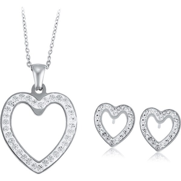 BM Jewellery Dámsky set náhrdelník a náušnice srdce Valentín z 36527491