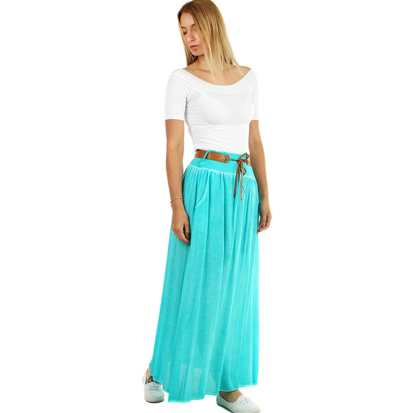 Glara Romantická dlhá sukňa s opaskom 13402391