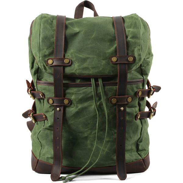 Glara Velký vintage batoh z plátna a kože 57937845