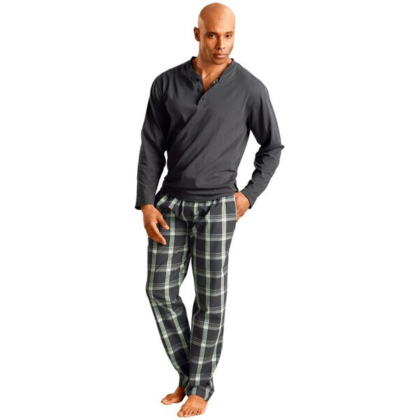 H.I.S Dlhé pyžamo sivá / zelená 54381888