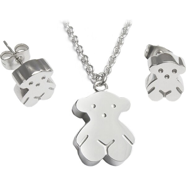 BM Jewellery Dámsky set náušnice a retiazka s príveskom medvedíka z 14212216