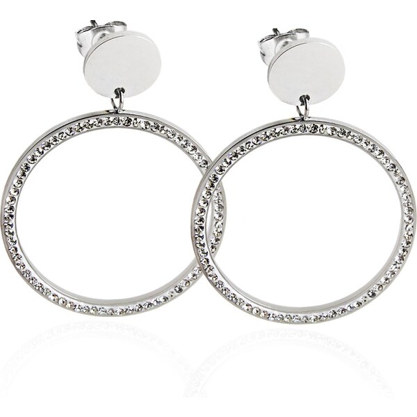 BM Jewellery Náušnice kruhy so zirkónmi z chirurgickej ocele S917100 13399322