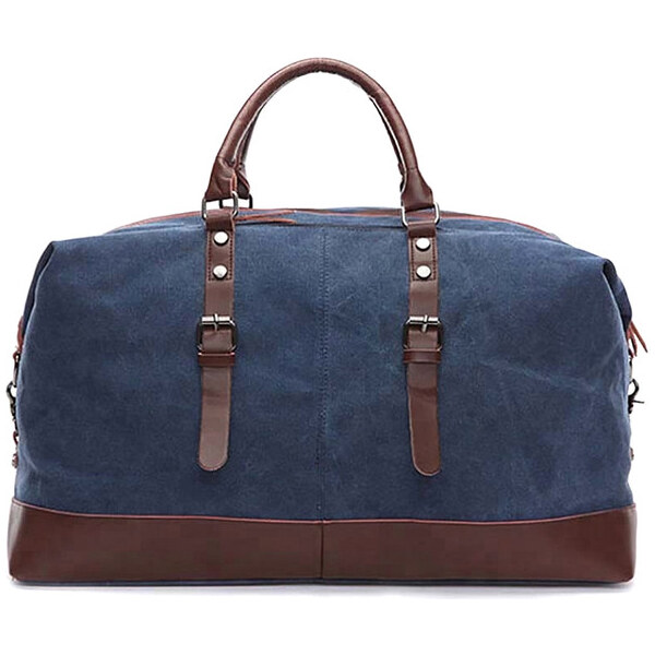 Glara Plátená cestovná retro taška s koženými detailmi 28418677