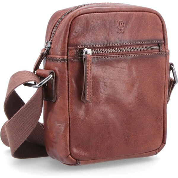 Kožená taška crossbody Poyem koňaková 2214 Poyem KO 17715168