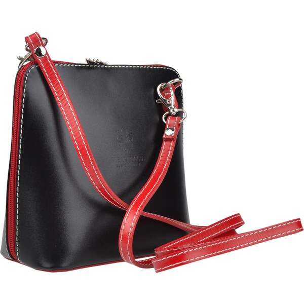 Čierna kožená talianska crossbody kabelka Grana Nera Rossa NovaKabelka 13482446