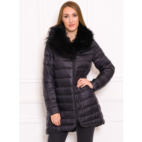 Due Linee Dámska zimná bunda s pravým mývalovcem - čierna 46595833