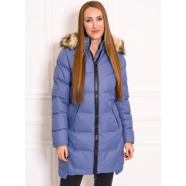 Due Linee Dámska zimná oversize bunda s čiernym zipsom - modrá 13522508