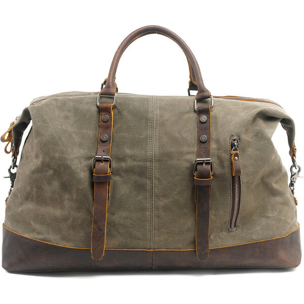 Glara Retro plátená cestovná taška s koženými detailmi 28548453