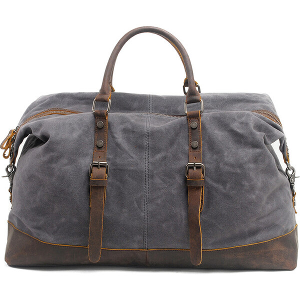 Glara Retro plátená cestovná taška s koženými detailmi 28548455