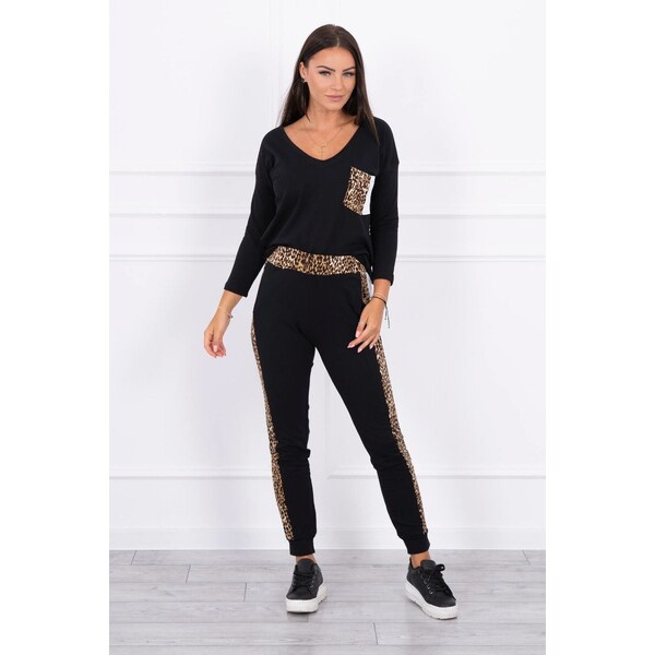 MladaModa Tepláková súprava s panterovým motívom model 0068 čierna 13553218
