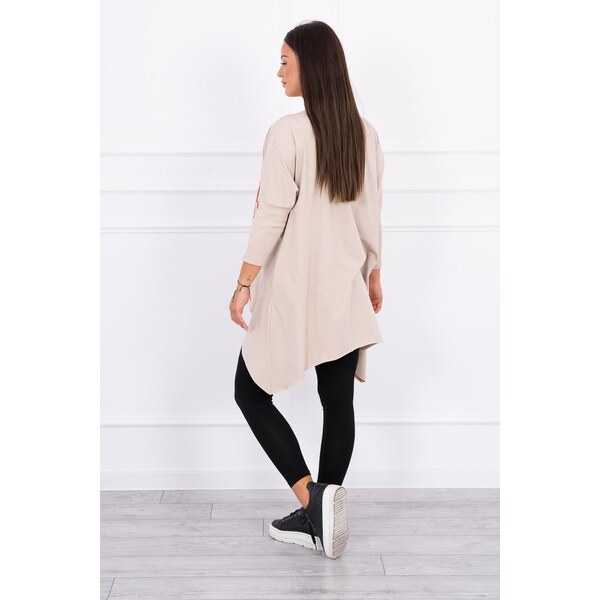 MladaModa Tunika s potlačou dúhových pier model 9006 béžová 43383413