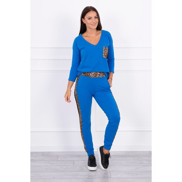 MladaModa Tepláková súprava s panterovým motívom model 0068 kráľovská 13557754