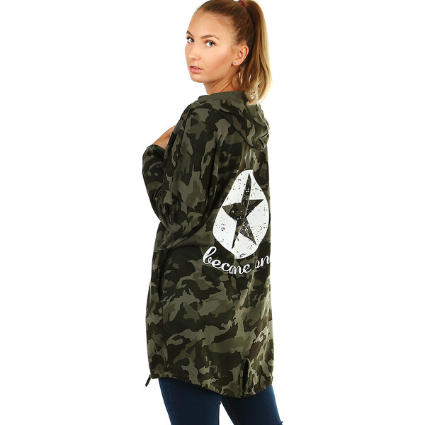 Glara Dlhý maskáčový cardigan s potlačou 36988166