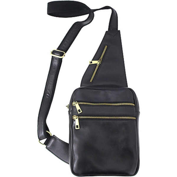 Glara Kožená crossbody kabelka s rozširujúcim sa popruhom 29734021