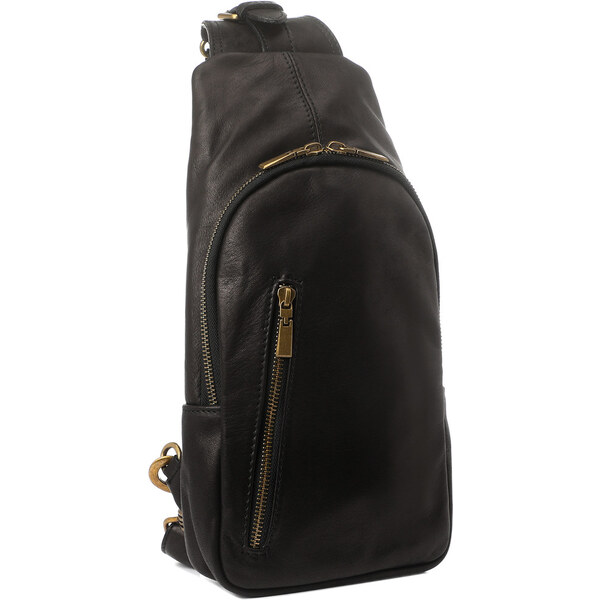 Glara Predĺžená kožená crossbody kabelka s rozširujúcim sa popruhom 23052893