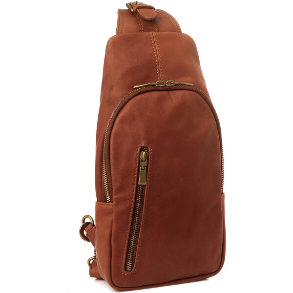 Glara Predĺžená kožená crossbody kabelka s rozširujúcim sa popruhom 36988184