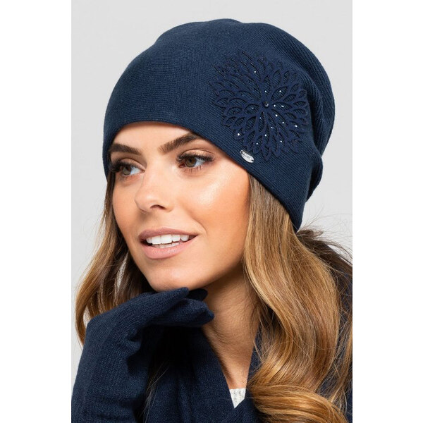 Kamea Tmavomodrá módna dámska zimná čiapka Saragossa, Farba tmavomodrá 15123488