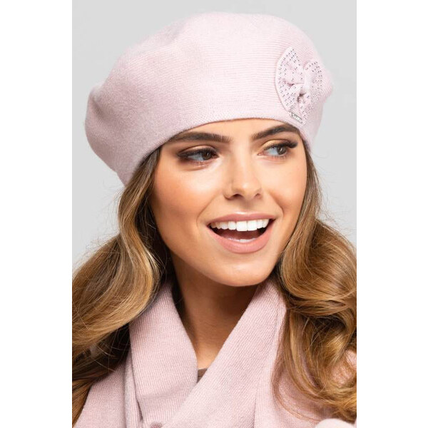 Kamea Ružová dámska elegantná baretka na zimu Salamanka, Farba ružová 15123469