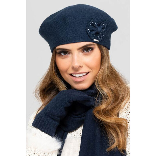 Kamea Tmavomodrá dámska elegantná baretka na zimu Salamanka, Farba 15123470