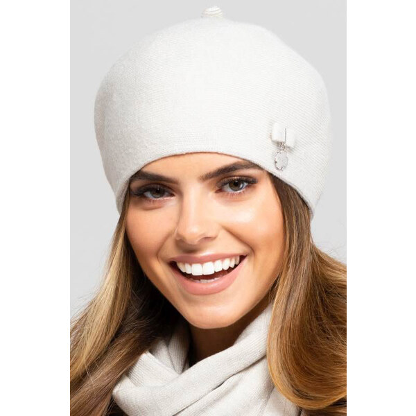 Kamea Béžová dámska elegantná baretka na zimu Murcja, Farba béžová 15129730