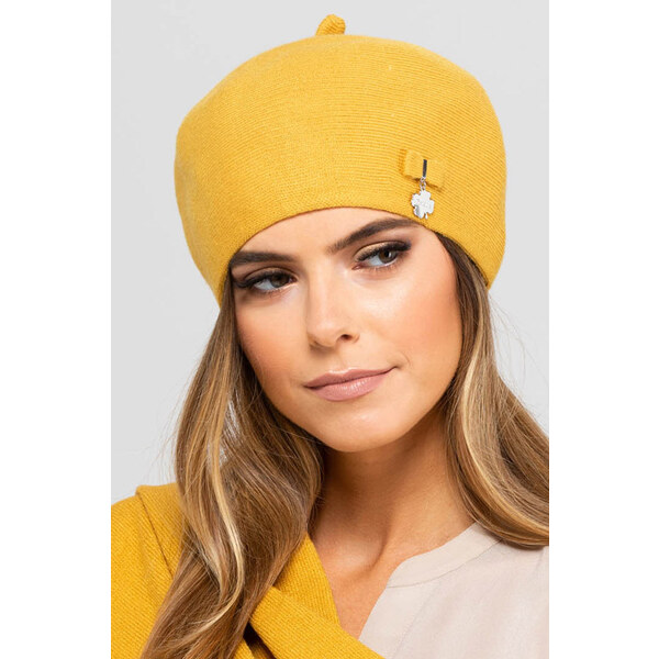 Kamea Medová dámska elegantná baretka na zimu Murcja, Farba medová 15123464