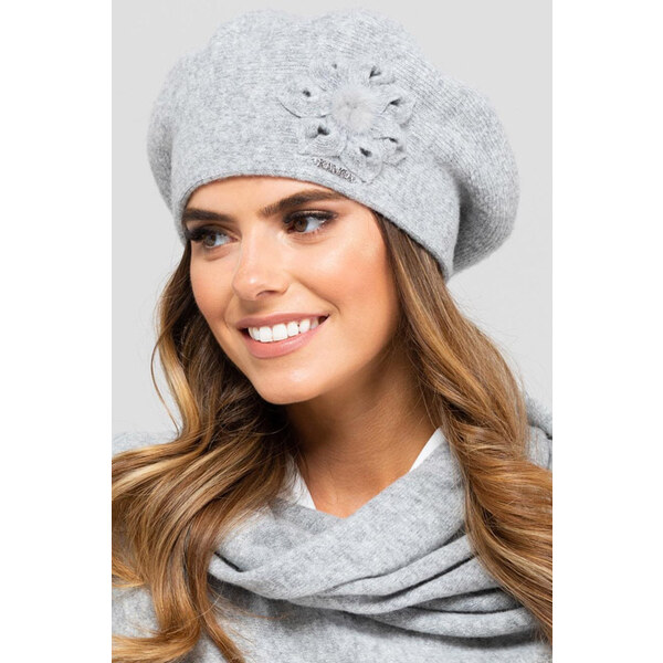 Kamea Šedá luxusná dámska baretka s kvetom Sevilla, Farba šedá 15129764